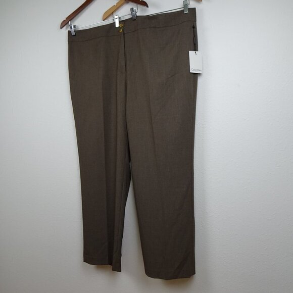 Calvin Klein Straight Leg Pants Women's Plus Size 24W Brown Work Career - Picture 5 of 13